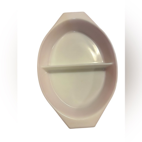 Vintage Pyrex pink daisy oval divided casserole dish no lid - Picture 3 of 5